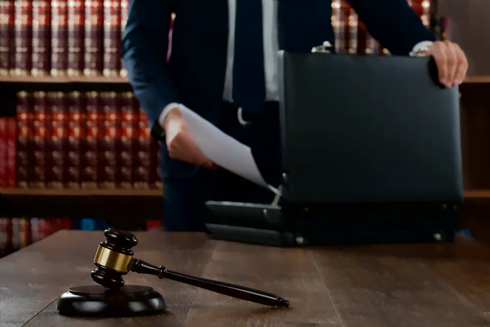 gavel lawyer and briefcase.
